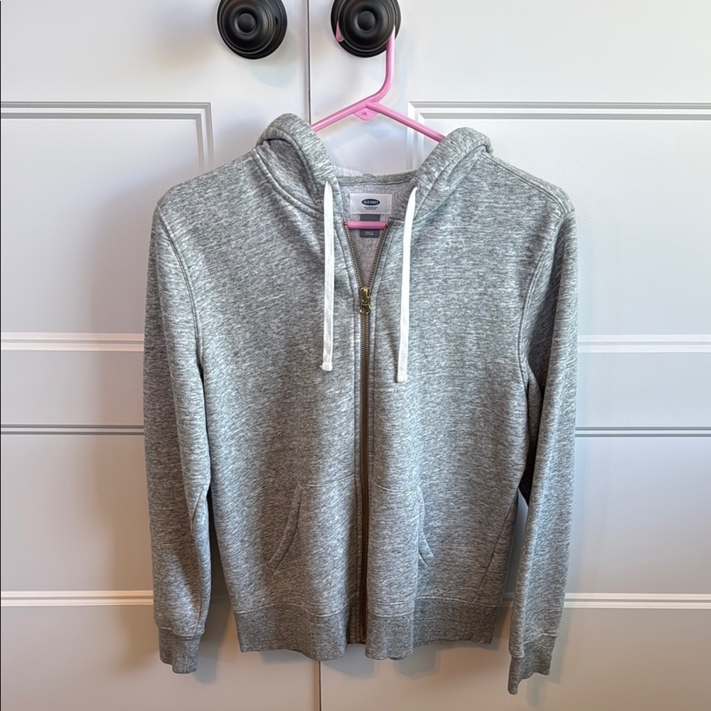 Gray Zip-Up Hoodie Sweater